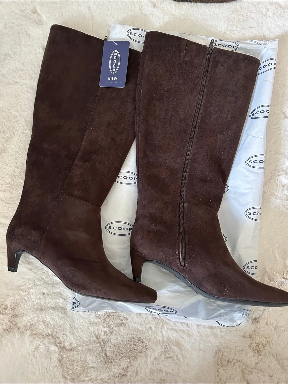 Faux Suede Knee-High Boots in Dark Brown 8.5 wide